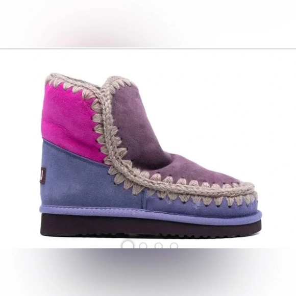 mou mou Colorblock Eskimo Shearling Boots, Style MU.FW101066A, Size 37, New - Picture 2 of 10